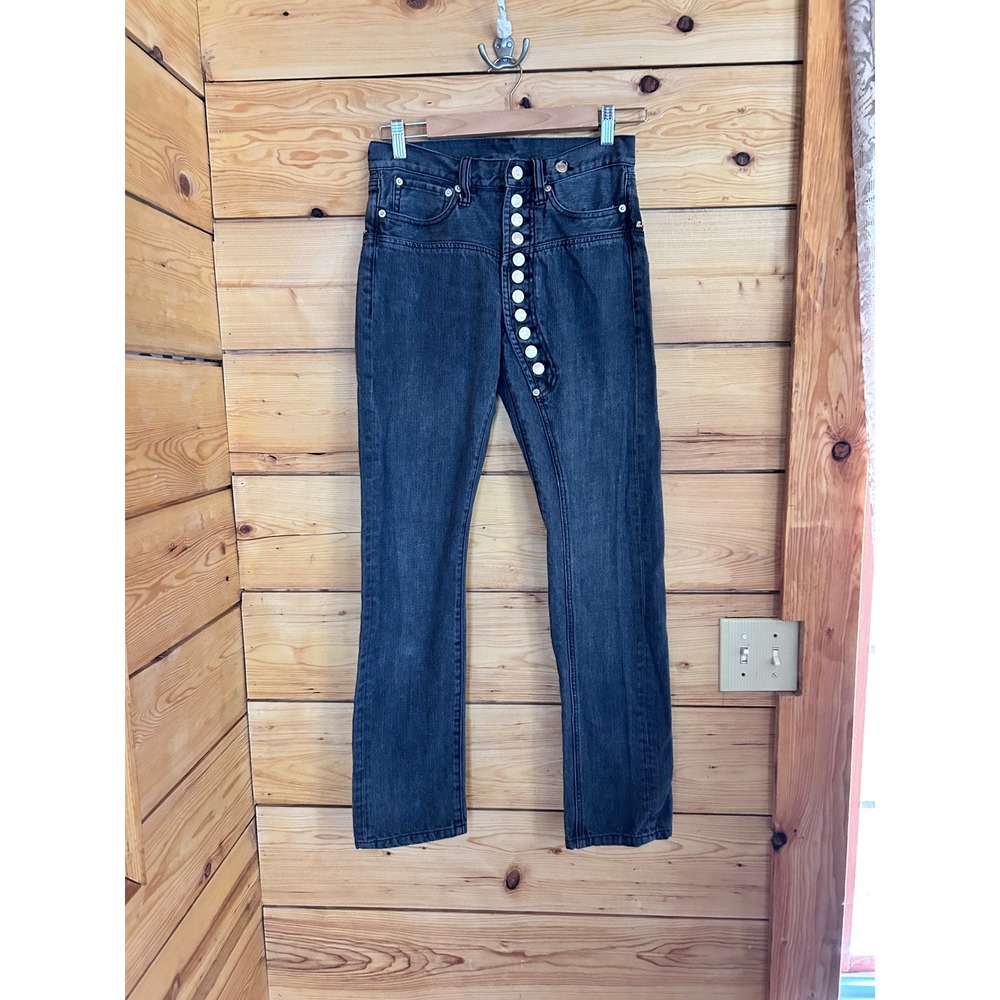 Vintage Grey Denim Jeans Women Small Zipper Waist Punk Twopercent Homme Designer